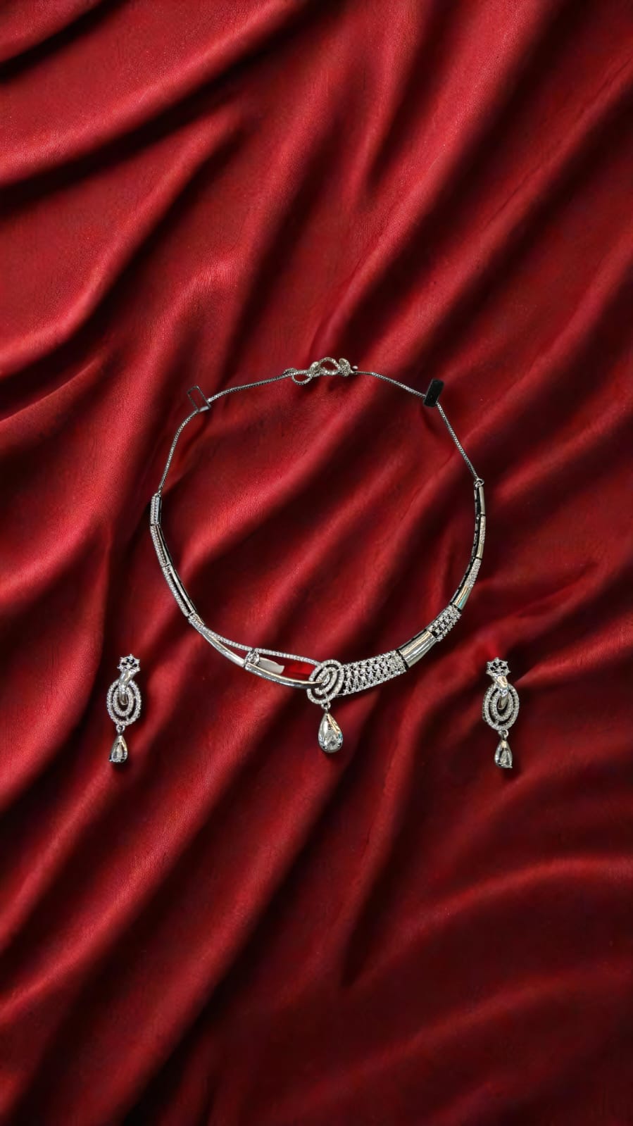 AD SILVER NECKLACE SET 